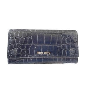 Miu Miu Croc Embossed Leather Wallet